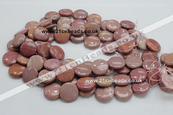 CRC74 15.5 inches 20mm flat round rhodochrosite gemstone beads