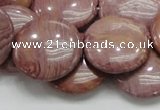 CRC75 15.5 inches 25mm flat round rhodochrosite gemstone beads