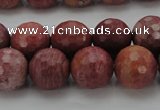 CRC805 15.5 inches 14mm faceted round Brazilian rhodochrosite beads