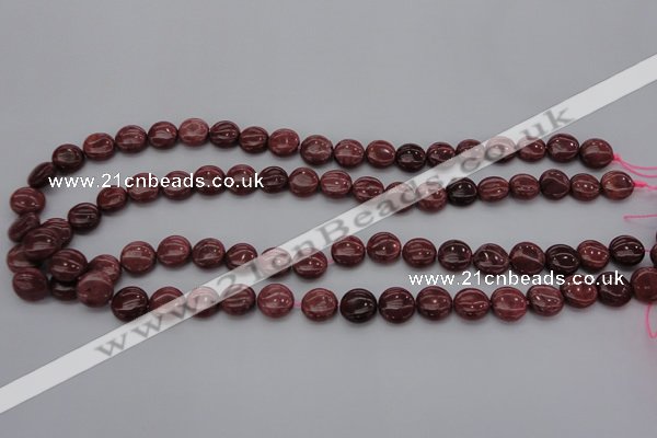 CRC813 15.5 inches 10mm flat round Brazilian rhodochrosite beads