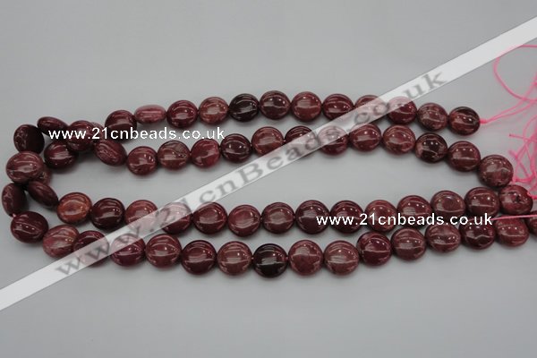 CRC814 15.5 inches 12mm flat round Brazilian rhodochrosite beads