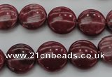 CRC815 15.5 inches 14mm flat round Brazilian rhodochrosite beads