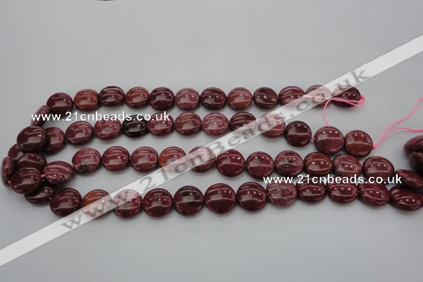 CRC815 15.5 inches 14mm flat round Brazilian rhodochrosite beads