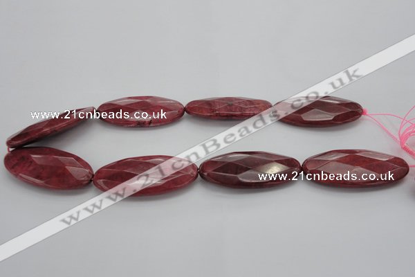 CRC862 15.5 inches 25*50mm faceted oval Brazilian rhodochrosite beads