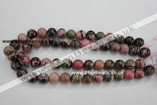 CRD05 15.5 inches 14mm round natural rhodonite gemstone beads