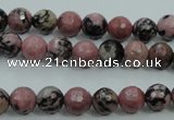 CRD11 15.5 inches 6mm faceted round rhodonite gemstone beads