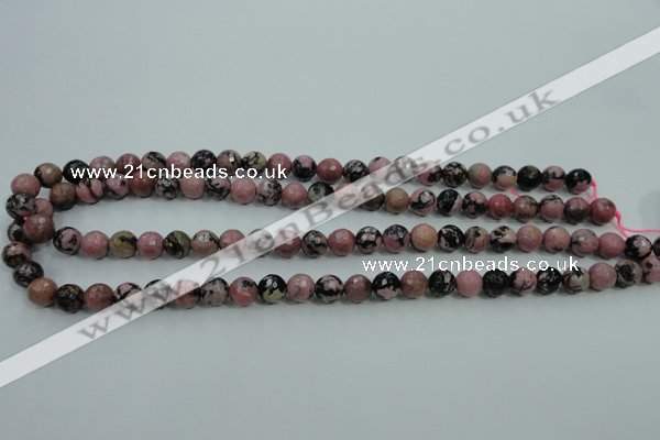 CRD12 15.5 inches 8mm faceted round rhodonite gemstone beads