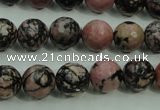 CRD14 15.5 inches 10mm faceted round rhodonite gemstone beads