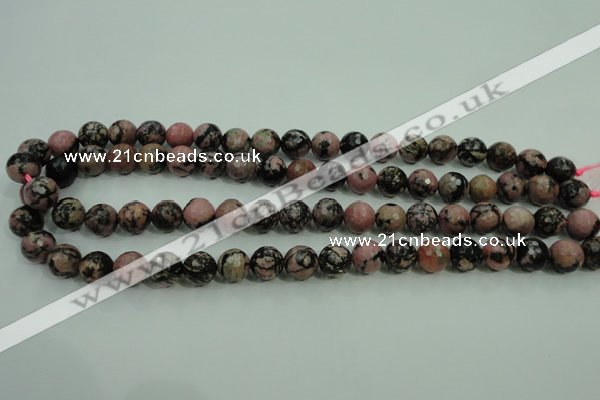 CRD14 15.5 inches 10mm faceted round rhodonite gemstone beads