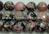 CRD15 15.5 inches 12mm faceted round rhodonite gemstone beads