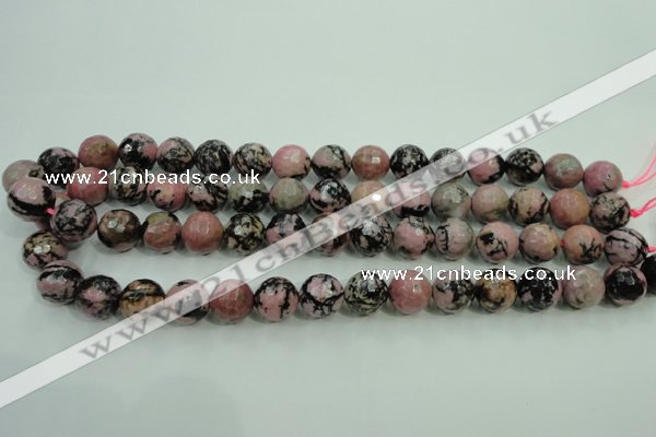 CRD15 15.5 inches 12mm faceted round rhodonite gemstone beads