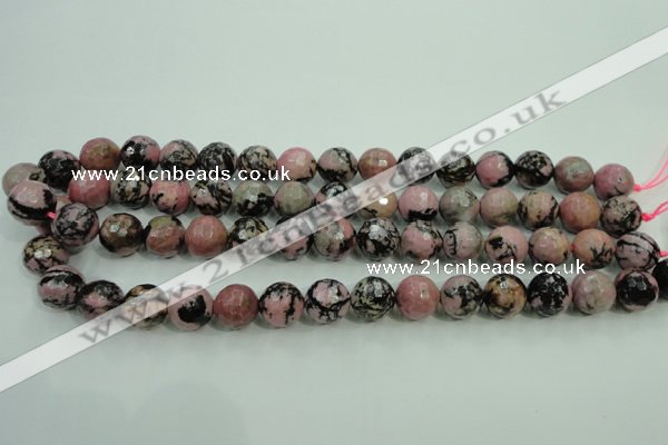 CRD16 15.5 inches 14mm faceted round rhodonite gemstone beads