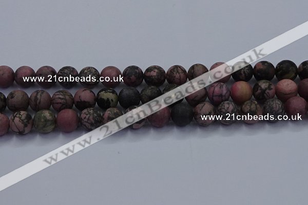 CRD27 15.5 inches 12mm round matte rhodonite beads wholesale