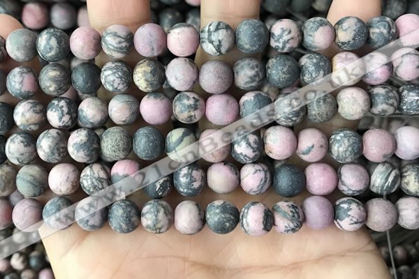 CRD32 15.5 inches 8mm round matte rhodonite beads wholesale