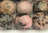 CRD363 15 inches 12mm faceted round rhodonite beads wholesale