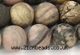 CRD367 15 inches 8mm round matte rhodonite beads