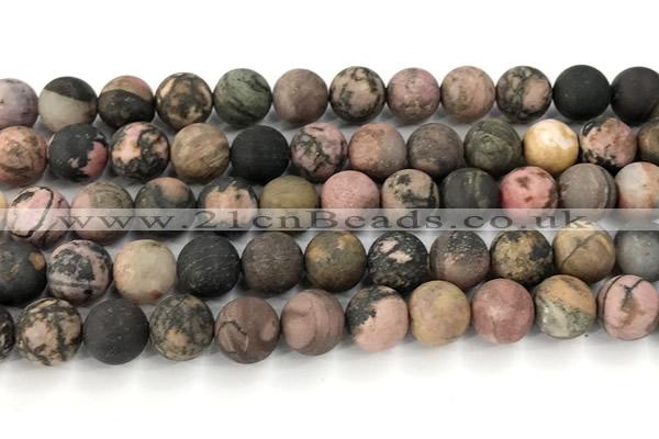 CRD369 15 inches 12mm round matte rhodonite beads