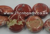 CRE08 16 inches 20mm flat round natural red jasper beads wholesale