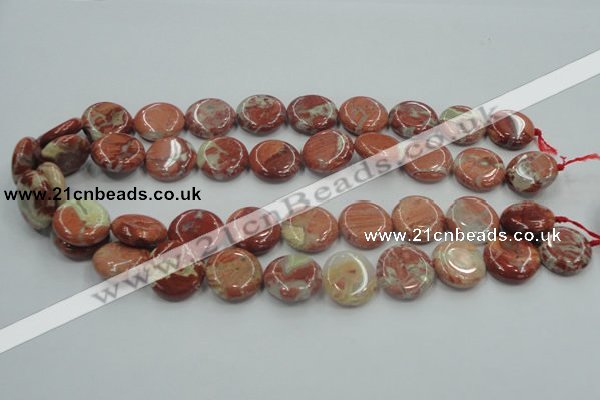 CRE08 16 inches 20mm flat round natural red jasper beads wholesale