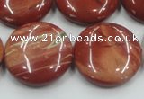 CRE09 16 inches 25mm flat round natural red jasper beads wholesale