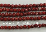 CRE151 15.5 inches 4mm faceted round red jasper beads wholesale