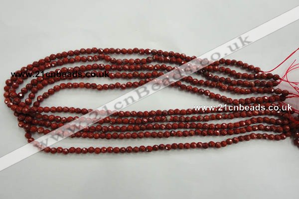 CRE151 15.5 inches 4mm faceted round red jasper beads wholesale