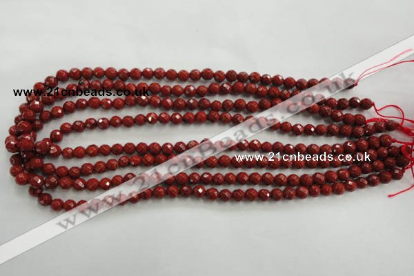 CRE152 15.5 inches 6mm faceted round red jasper beads wholesale