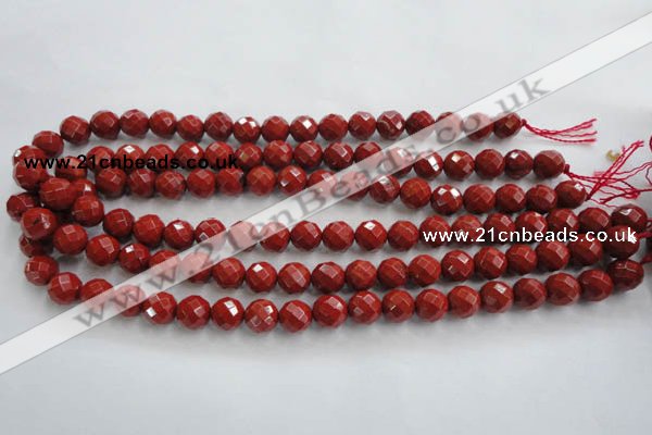 CRE154 15.5 inches 10mm faceted round red jasper beads wholesale