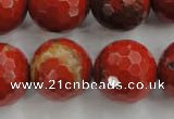 CRE159 15.5 inches 20mm faceted round red jasper beads wholesale