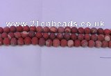 CRE163 15.5 inches 10mm round matte red jasper beads