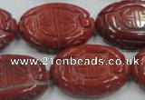 CRE19 16 inches 22*30mm carved oval natural red jasper beads wholesale