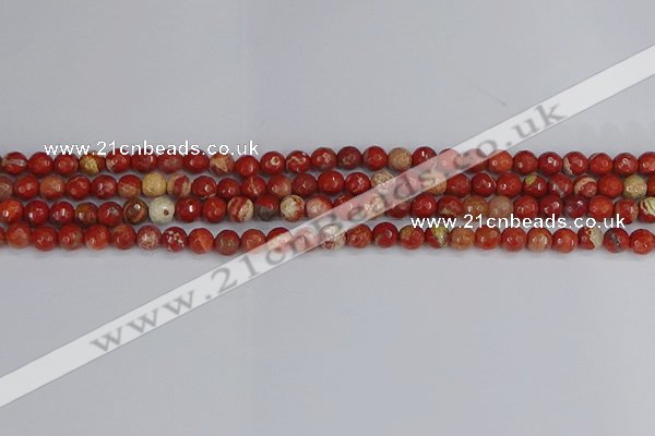 CRE330 15.5 inches 4mm faceted round red jasper beads