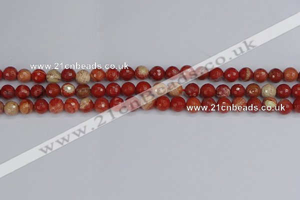 CRE331 15.5 inches 6mm faceted round red jasper beads