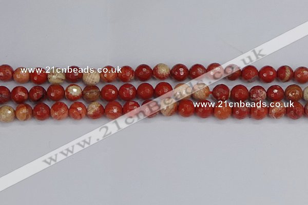 CRE332 15.5 inches 8mm faceted round red jasper beads