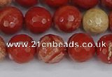 CRE333 15.5 inches 10mm faceted round red jasper beads