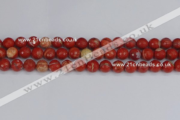 CRE333 15.5 inches 10mm faceted round red jasper beads