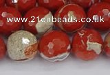 CRE334 15.5 inches 12mm faceted round red jasper beads