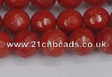 CRE341 15.5 inches 10mm faceted round red jasper beads