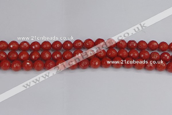 CRE341 15.5 inches 10mm faceted round red jasper beads