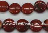 CRE35 15.5 inches 14mm flat round red jasper beads wholesale