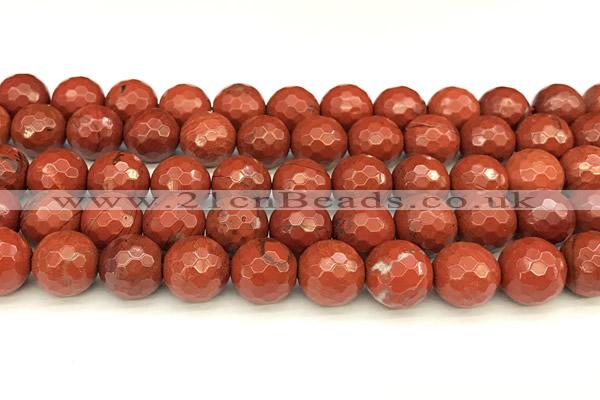 CRE362 15 inches 10mm faceted round red jasper beads wholesale