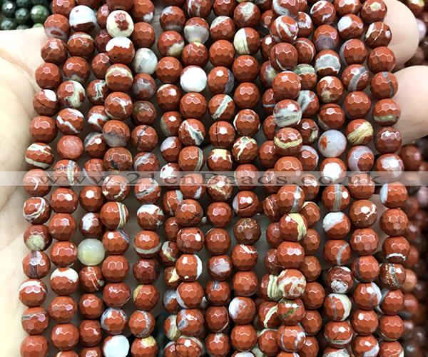 CWJ377 15 inches 6mm faceted round red jasper beads wholesale