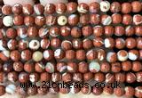 CWJ377 15 inches 6mm faceted round red jasper beads wholesale