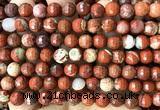 CWJ378 15 inches 8mm faceted round red jasper beads wholesale
