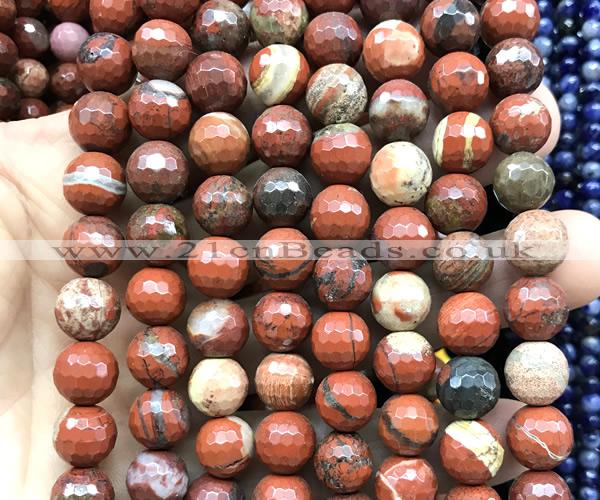 CWJ379 15 inches 10mm faceted round red jasper beads wholesale