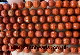 CRE385 15 inches 8mm faceted round red jasper beads wholesale