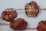 CRE62 15.5 inches 24mm carved flower red jasper beads wholesale