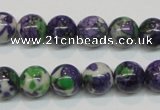 CRF04 15.5 inches 10mm round dyed rain flower stone beads wholesale
