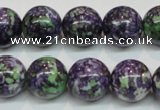 CRF06 15.5 inches 14mm round dyed rain flower stone beads wholesale