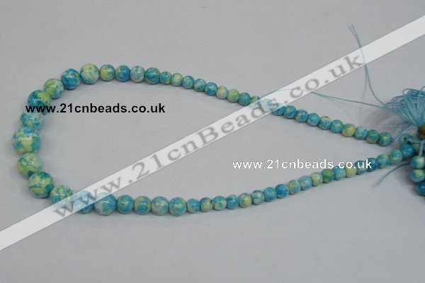 CRF111 15.5 inches 6mm - 14mm round dyed rain flower stone beads